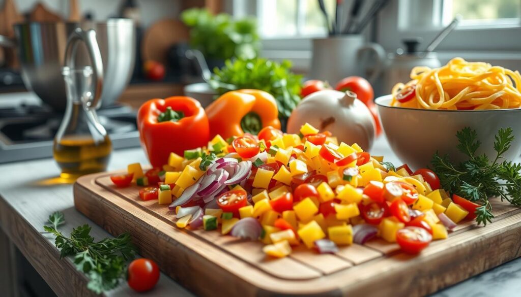 Pasta salad preparation