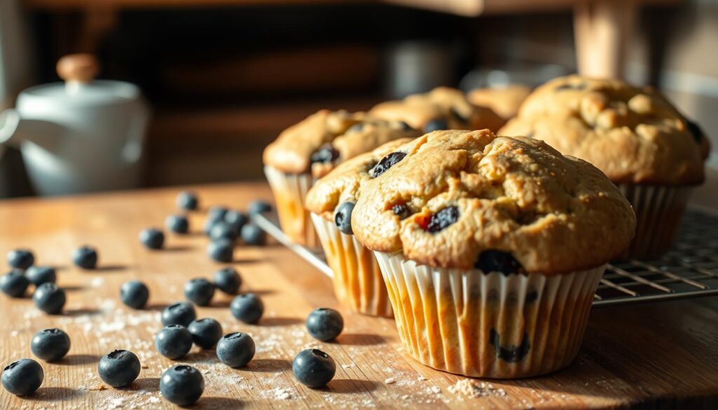 blueberry sourdough muffins