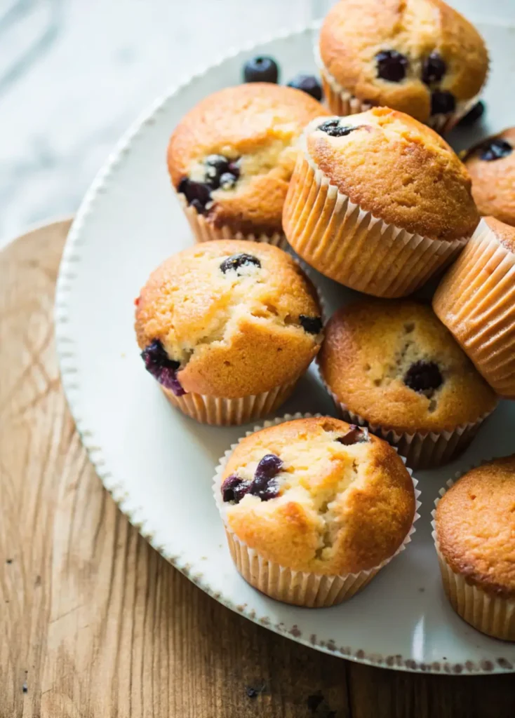 Moist Sourdough Blueberry Muffins
