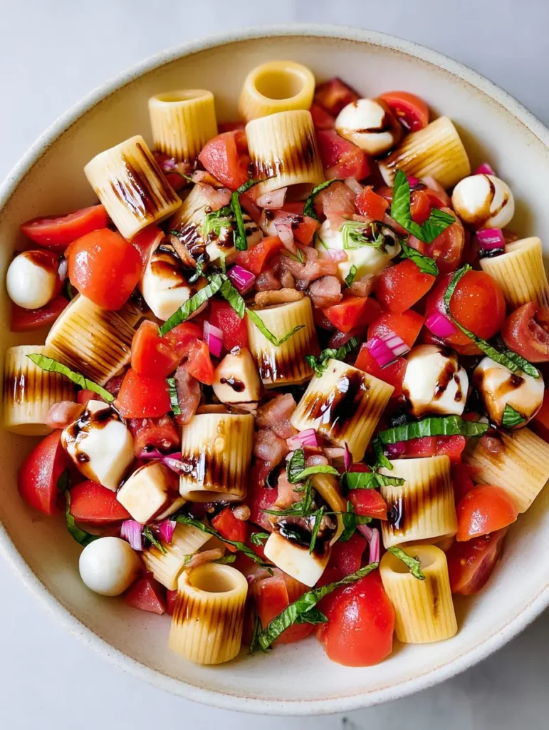 Fresh Summer Bruschetta Pasta Salad